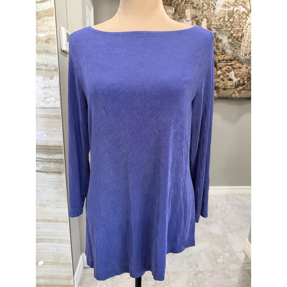 Travelers By Chico's Shirt Womens 1 Purple Long Sleeve Boat Neck Tunic Stretch
